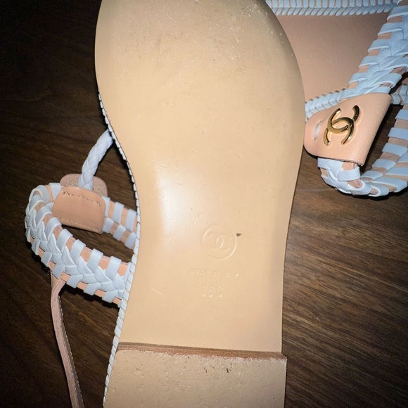Chanel white and light beige braided flats. - Picture 4 of 4